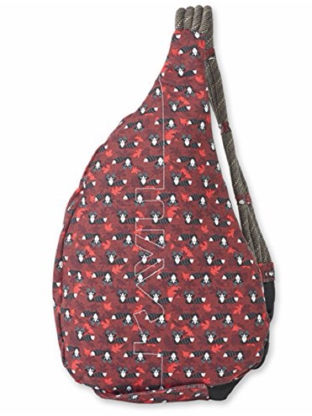 Kavu Red Patterned Sling Pack with Brown Strap - Picture 2 of 5